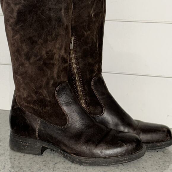 BORN Laguna Tall Leather Knee High Riding Boots w/ Drawstring Dark Brown Size 7 - Picture 4 of 9